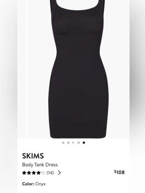 NWT SKIMS Body Tank Dress Onyx Black Square Neck Mini Womens Size M Slimming